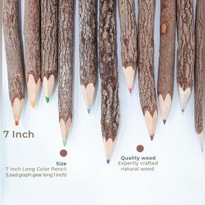 NEW Set Of Ten NATURAL Colored Pencils Rustic Wood Thick Sticks HOMESCHOOL